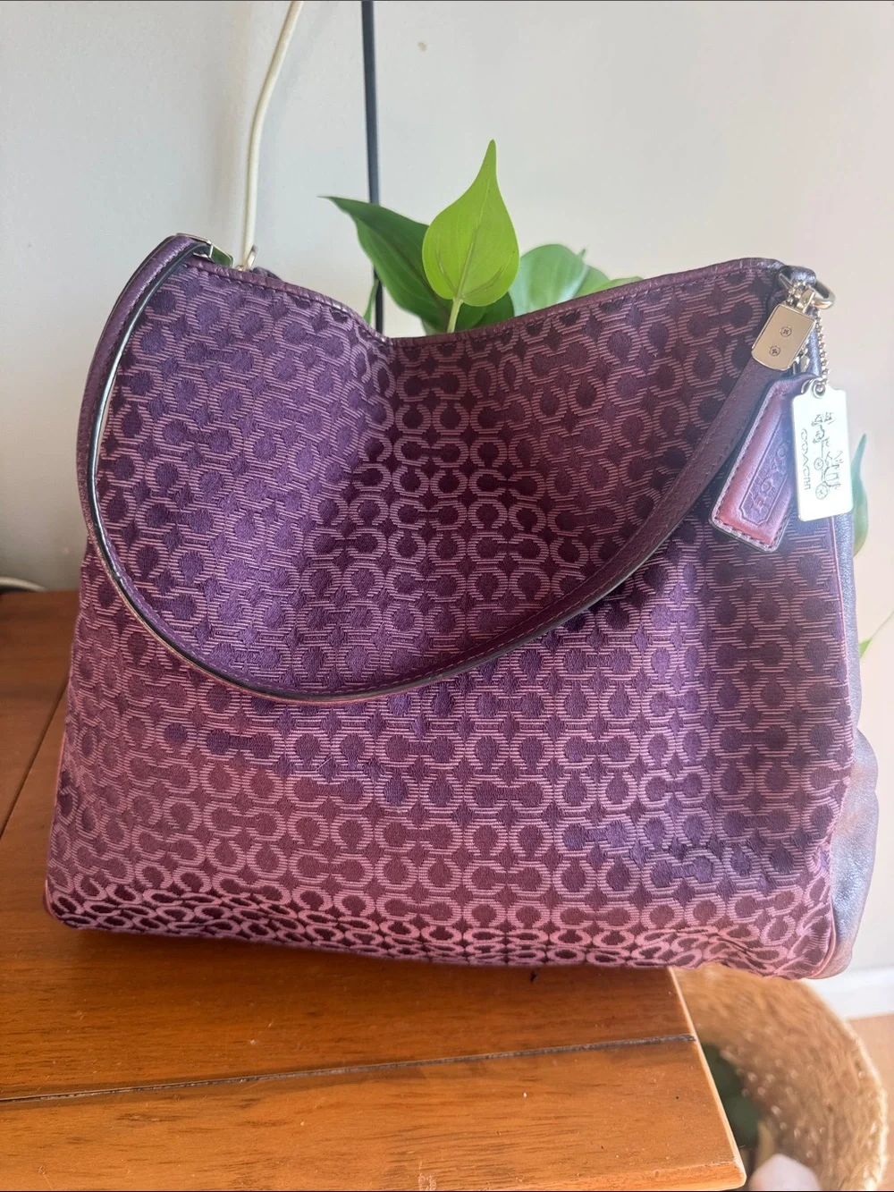 Coach Madison Phoebe Plum Signature Jacquard Shoulder Bag